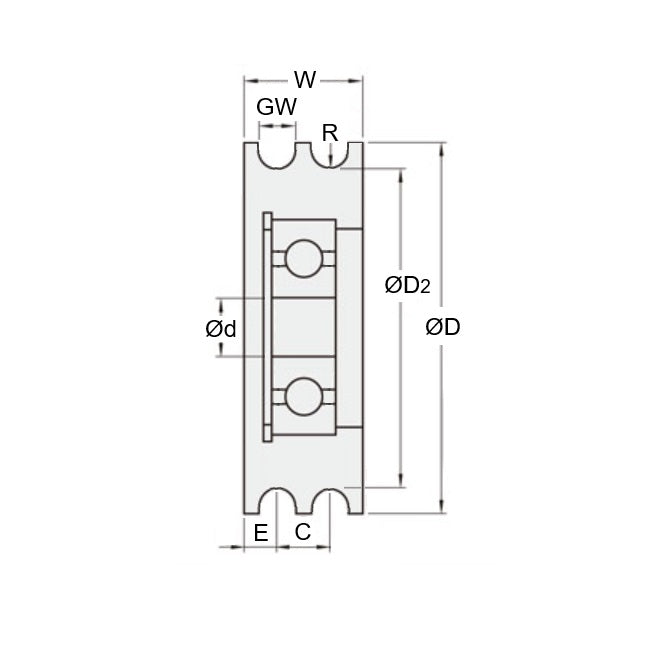 1055932 | PUI008-0470-100-S4S440 --- U Groove Idler Pulleys - 4 mm x 47 mm x 10 mm