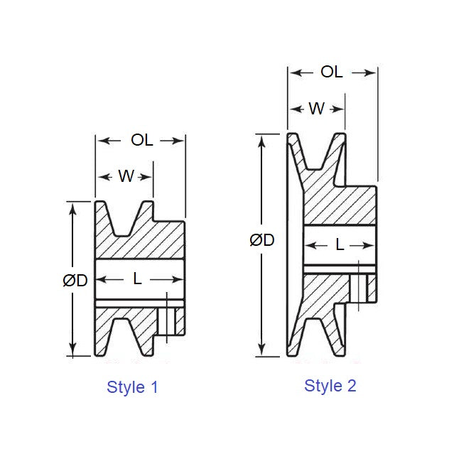 1193801 | MSKMA50X12RS (Each) --- Vee Pulleys - 110.74x12.7 mm - 1 A or 4L - Cast Iron Pulley
