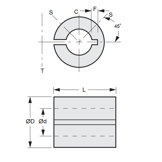 1080784 | RB-080-040-120-A --- Bore Reducers - 8 mm x 4 mm x 12 mm