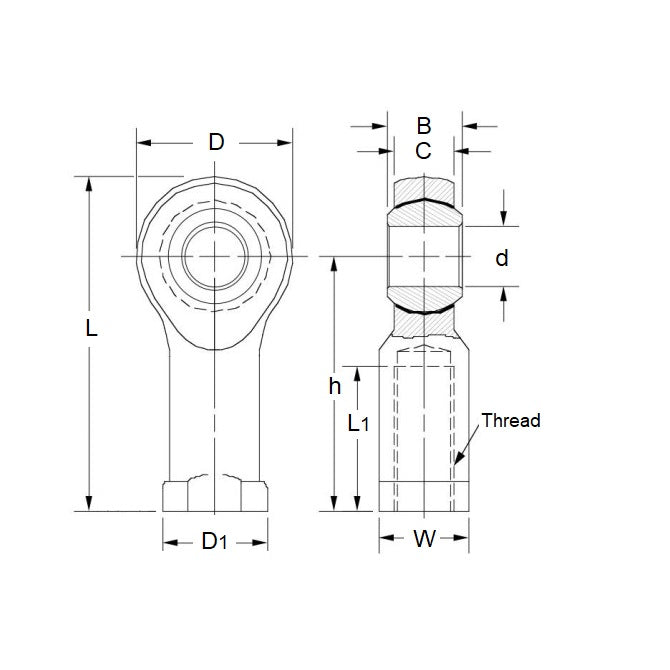 1107724 | REF-140-R-CT-F --- Female Rod Ends - 14 mm x 75 mm M14x1.5 Right