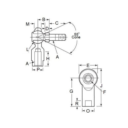 1060983 | SPF3SRS --- Female Rod Ends - 4.764 x 14.28 mm x 11.1 mm