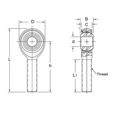 1125974 | REM-200-L-CB-F --- Male Rod Ends - 20 mm x 101 mm M20x1.5 Left