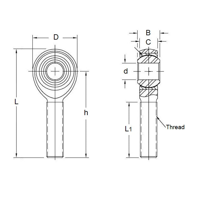 1099351 | REM-120F-L-CB (Each) --- Male Rod Ends - 12x70 mm - M12x1.25 Left - Bronze Lined Steel Rod End
