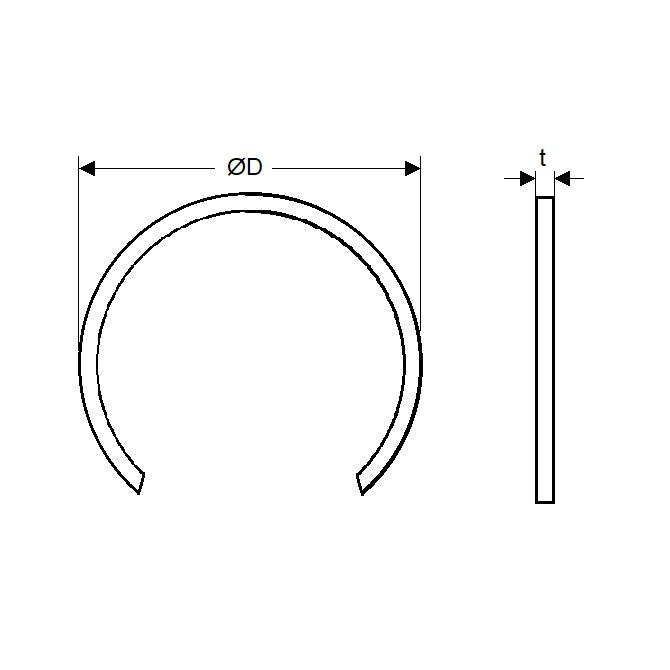 1074833 | WRE-0070-LS (Each) --- External Retaining Rings - 7x0.7x6.7 mm Snap Rings - Carbon Spring Steel