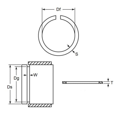 1071595 | WRE-0064-SQ-O (50 Pcs) --- External Retaining Rings - 6.35 mm x 0.64 mm x 6.05 mm