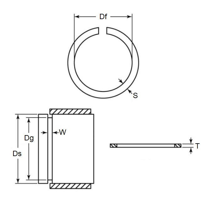 1129706 | WRE-0240-LS (PK-10) --- External Retaining Rings - 24x1.2x23 mm Snap Rings - Carbon Spring Steel Snap Ring