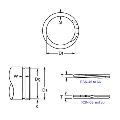 1111902 | RSN-062 (Each) --- External Retaining Rings - 15.88x0.89x14.94 mm Spiral Rings - Carbon Spring Steel Spiral Ring