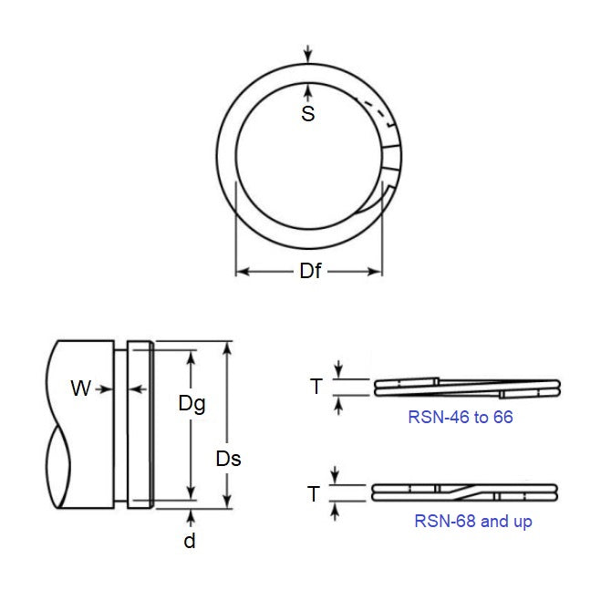 1119551 | RSN-075 (PK-2) --- External Retaining Rings - 19.05x1.07x17.89 mm Spiral Rings - Carbon Spring Steel Spiral Ring