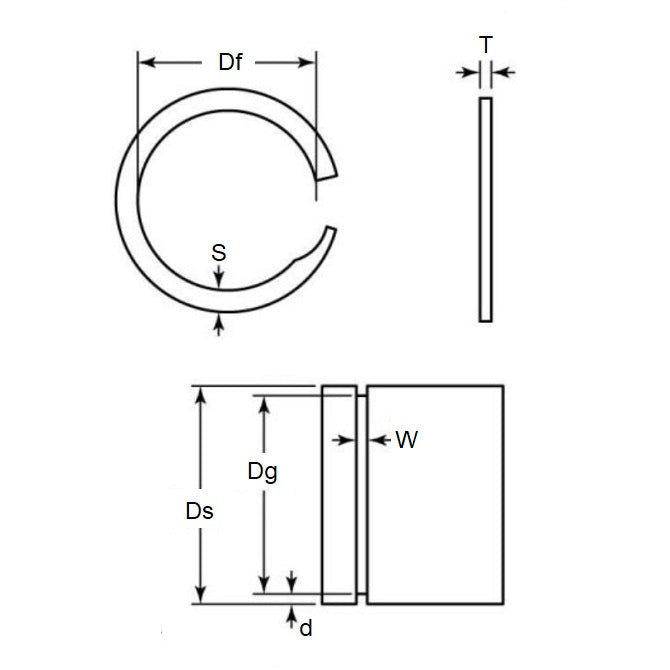 1086513 | US-037 (25 Pcs) --- External Retaining Rings - 9.525 mm x 0.38 mm x 8.92 mm