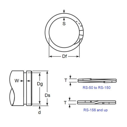 1151092 | RS-150 (PK-5) --- External Retaining Rings - 38.1x1.09x36.78 mm Spiral Rings - Carbon Spring Steel Spiral Ring