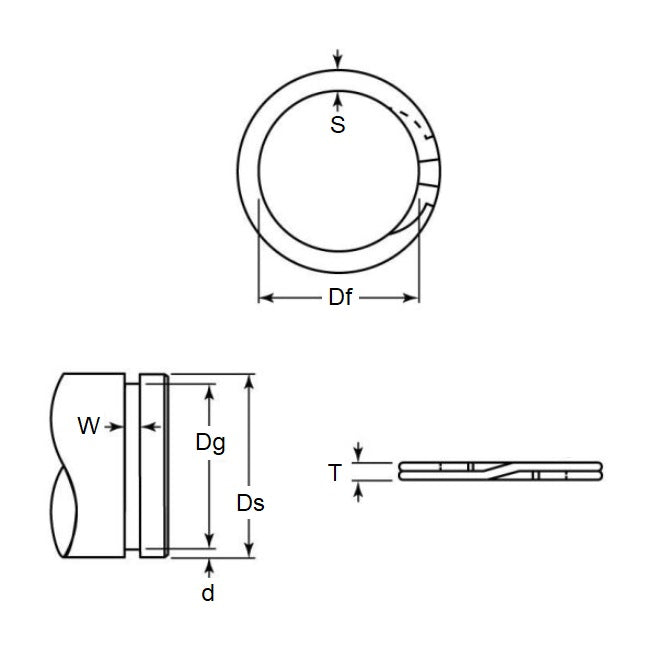 1113074 | RST-062 (5 Pcs) --- External Retaining Rings - 15.88 mm x 0.89 mm x 15.14 mm