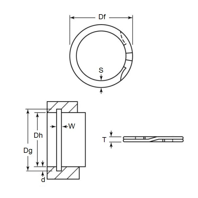 1129640 | RRT-087 (6 Pcs) --- Internal Retaining Rings - 22.23 mm x 1.07 mm x 23.42 mm