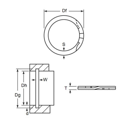 1134191 | RR-100-S02 (Each) --- Internal Retaining Rings - 25.4x0.94x26.5 mm Spiral Rings - Stainless Steel 302/304 Similar to A2, 18-8 Spiral Ring