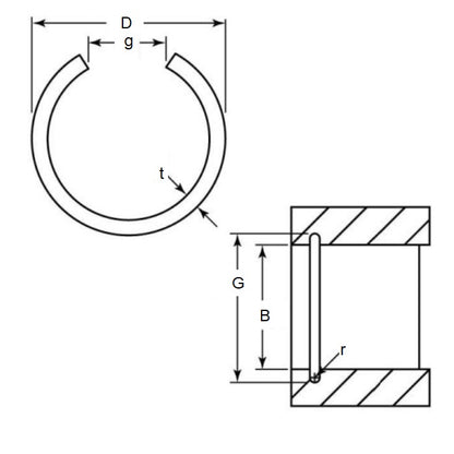 1182623 | WRI-0850-RD (Each) --- Internal Retaining Rings - 85x3.2x88.2 mm Round Wire - Carbon Spring Steel Wire Clip