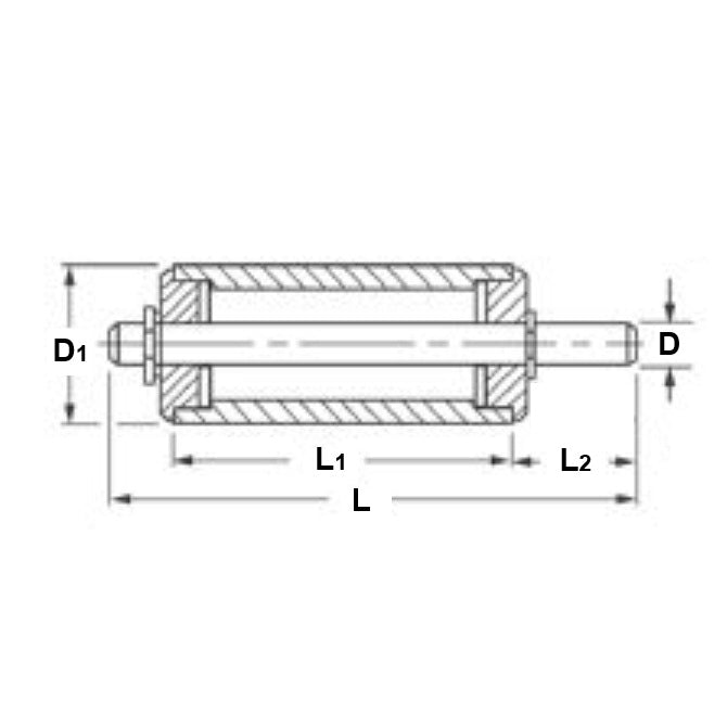 1136961 | IDR-2342X1229X0635-UR (Each) --- Idler with Bearing Rollers - 23.42x6.35x12.29 mm Urethane With Plain Sintered Bearing - Aluminium Alloy Roller
