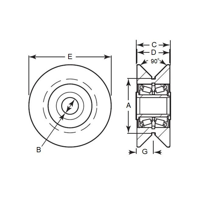 1192243 | CCF960RS --- V-Groove Rollers - 114.3 mm x 40.95 mm x 25.4 mm