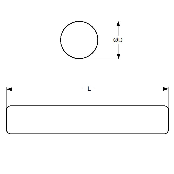 1122560 | 0R-0191-0914-SS303 --- Rod - 19.05 mm x 914.4 mm x 303