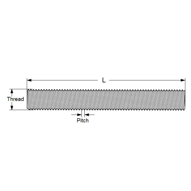 1075401 | AT064W-0914-MZ (Each) --- Allthread Threaded Rod - 1/4-20 BSW - 6.35mm - 1.270 mm / 20 TPI 914.4 mm - Zinc Plated Mild Steel