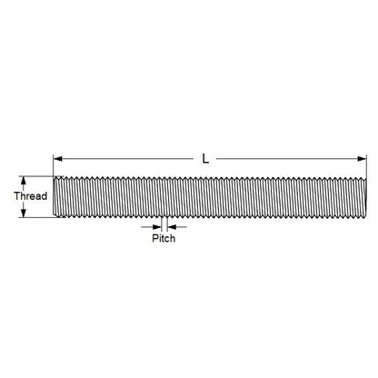 1075401 | AT064W-0914-MZ (Each) --- Allthread Threaded Rod - 1/4-20 BSW - 6.35mm - 1.270 mm / 20 TPI 914.4 mm - Zinc Plated Mild Steel