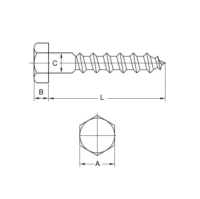 1069213 | SCT0600-120-CO-S6 (PK-50) --- Coach Screws - Approx Diameter M6 - 120 mm - Stainless Steel 316 Similar to A4, 18-10 Screw