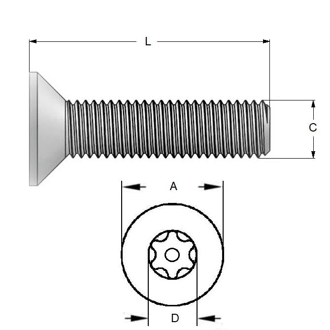 1052784 | SKS0400-010-SK-S4 (PK-5) --- Security Screws - M4 - 4x0.7mm - 10 mm - 304 Stainless Socket Screw