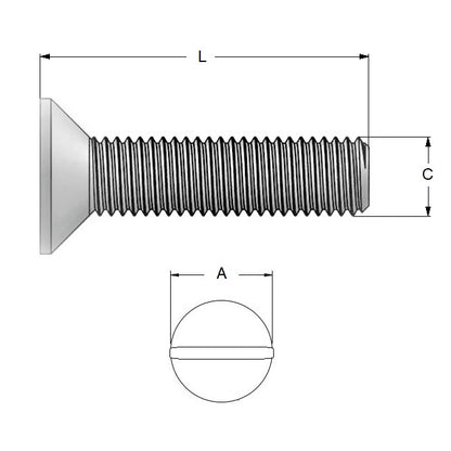 1043109 | SK028C-010-SL-N (PK-10) --- Countersunk Screws - 4-40 UNC - 2.85mm - 9.5 mm - Nylon - Zytel 101 - Slotted Screw