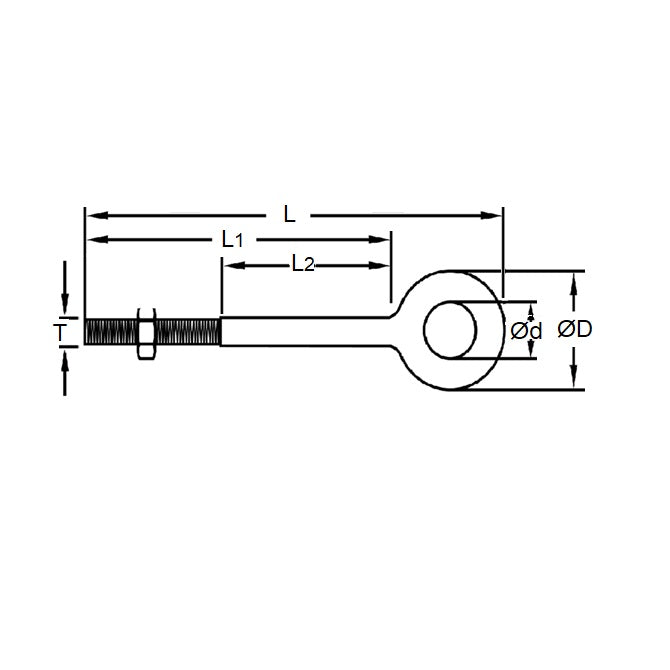 1136600 | CHE-46RS --- Partial Threaded Shank Eye Bolts - 1-8 UNC (25.4mm) x 228.6 mm x 50.8 mm