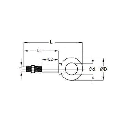 1112733 | CHE-75RS --- Partial Threaded Shank Eye Bolts - 5/8-11 UNC (15.88mm) x 152.4 mm x 31.75 mm