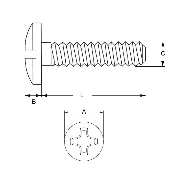 1044793 | SC028C-010-F-PH-S4 (10 Pcs) --- Fillister Head Screws - 4-40 UNC (2.85mm) x 9.5 mm