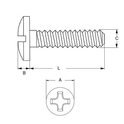 1048701 | SC035C-007-F-PH-S4 (PK-10) --- Fillister Head Screws - 6-32 UNC - 3.5mm - 7.9 mm - 304 Stainless Phillips Screw