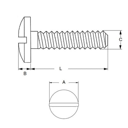 1057714 | SC047B-013-F-SL-CZ (20 Pcs) --- Screw - 2BA (4.7mm) x 12.7 mm