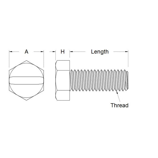 1050262 | SC035C-032-H-SL-N (PK-45) --- Hex Head Screws - 6-32 UNC - 3.5mm - 31.8 mm - Nylon - Zytel 101 - Slotted Screw