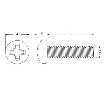 1054086 | SC040M-008-P-PH-S6 (10 Pcs) --- Pan Head Screws - M4x0.7 x 8 mm