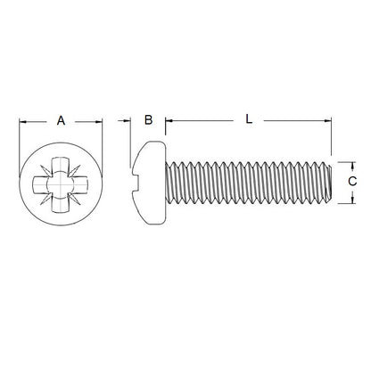 1047887 | SC030M-030-P-PZ-CZ (100 Pcs) --- Pan Head Screws - M3 (3x0.5mm) x 30 mm