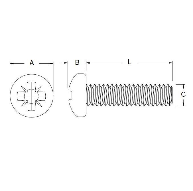 1038132 | SC016M-005-P-PZ-S4 (PK-50) --- Pan Head Screws - M1.6 - 1.6x0.35mm - 5 mm - 304 Stainless Pozidrive Screw
