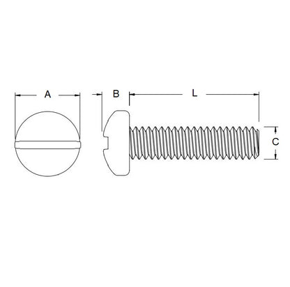 1042116 | SC028C-016-P-SL-N (PK-40) --- Pan Head Screws - 4-40 UNC - 2.85mm - 15.9 mm - Nylon - Zytel 101 - Slotted Screw