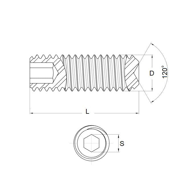 1104157 | SS127F-0318-AS (PK-5) --- Standard Cup Point Socket Set Screws - 1/2-20 UNF - 12.7mm - 31.8 mm Alloy Steel DIN916 - Carbon Steel - Hardened GD14.9 Screw