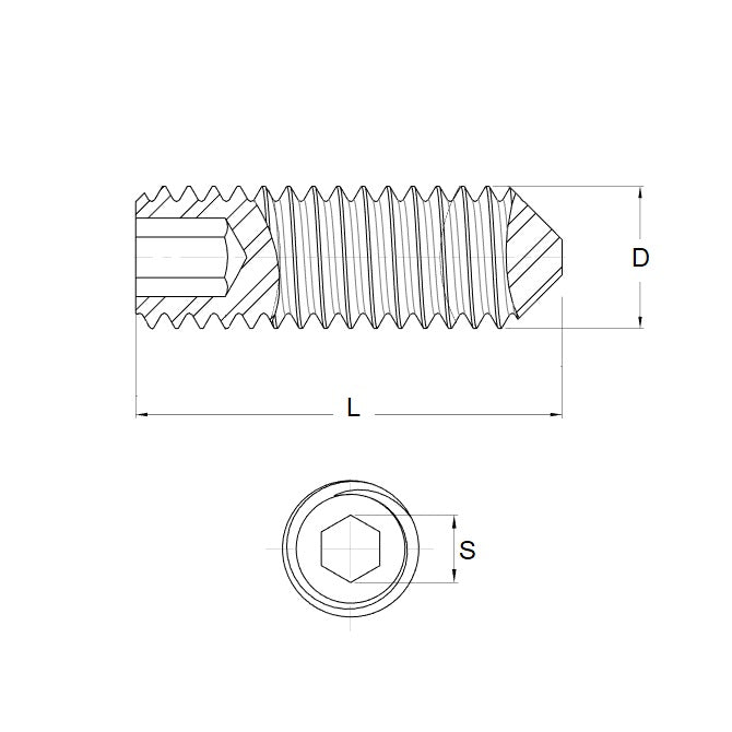 1058997 | SS048C-0095-AS-CP (100 Pcs) --- Socket - 10-24 UNC (4.762mm) x 9.5 mm Cone Point