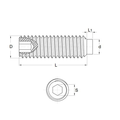 1056548 | SS042C-0048-AS-HDP (5 Pcs) --- Socket - 8-32 UNC (4.166mm) x 3.8 mm Half Dog Point