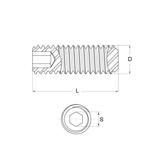 1074051 | SS064C-0191-AS-FT (100 Pcs) --- Socket - 1/4-20 UNC (6.35mm) x 19.1 mm Flat Tip