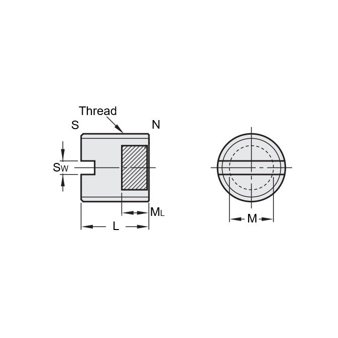 1082256 | SS080M-0150-C-MAG --- Screw - M8x1.25 x 15 mm Magnetic Tipped