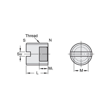 1068535 | SS060M-0150-C-MAG --- Screw - M6x1.00 x 15 mm Magnetic Tipped