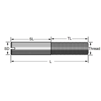 1067028 | SS060M-0160-ASP (PK-2) --- Partial Thread Slotted Set Screws - M6 - 6x1mm - 16 mm  - Steel Alloy, Rockwell B75 Screw