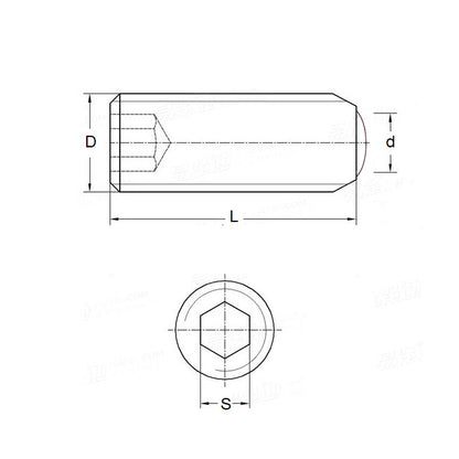 1054141 | SS042C-0064-AS-OT (PK-100) --- Oval Tip Socket Set Screws - 8-32 UNC - 4.17mm - 6.4 mm - Oval Tipped - Carbon Steel Screw