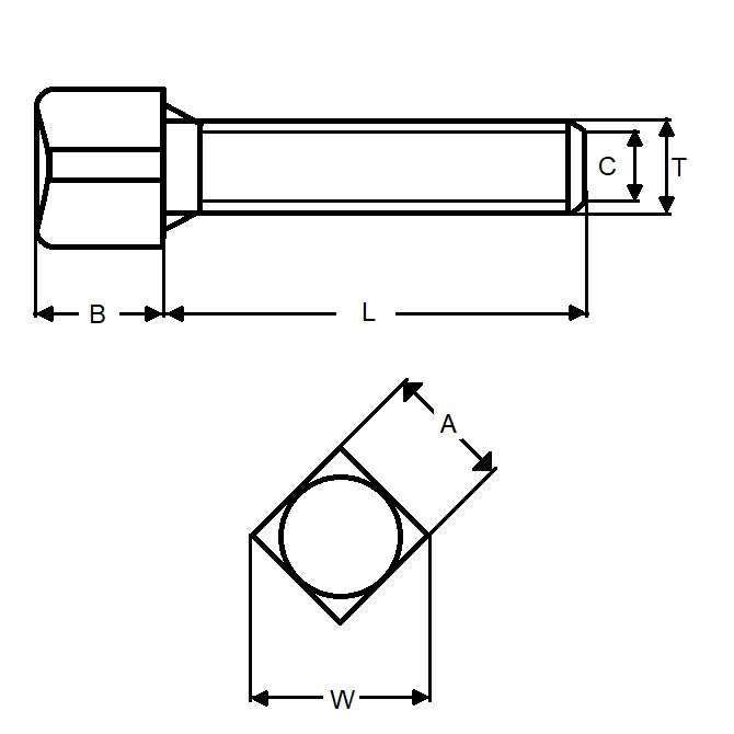 1104498 | SC127C-064-SQ-C-CP --- Screw - 1/2-13 UNC (12.7mm) x 63.5 mm x 12.7 mm