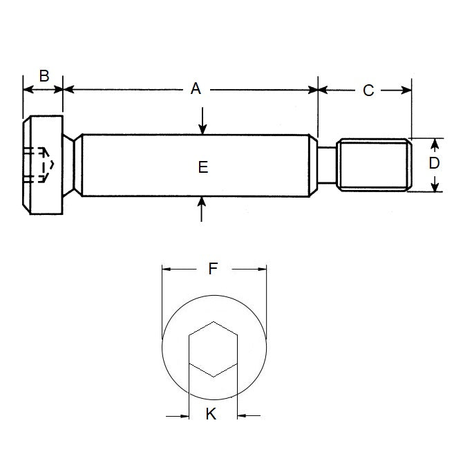1082138 | SHLD080-050-SKT-C (PK-2) --- Shoulder Screws - 8x50 mm - M6x1.0 Socket Head - Carbon Steel - Hardened Screw