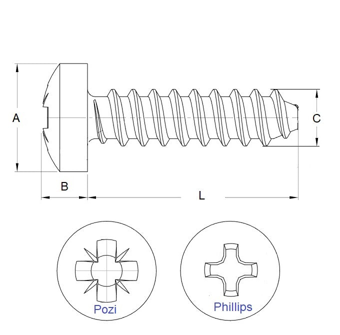 1040610 | SCT0218-007-PLS-P-PH-CZ (PK-10) --- Self Tapping Screws - 2.18x7.9 mm - 2 Soft Plastics - Zinc Plated Steel Screw