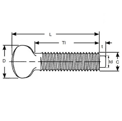 1055239 | THS042C-019-F-CZ-NT (Each) --- Thumb Screws - 8-32 UNC - 4.17mm - 19.05 - - Nylon Tip - Carbon Steel Zinc Plated Screw