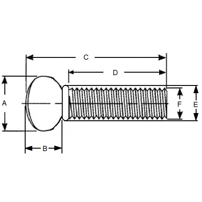 1086790 | THS095C-025-F-CS-WF (Each) --- Thumb Screws - 3/8-16 UNC - 9.53mm - 25.4x47.63 mm Flat Key Head - Malleable Iron Screw