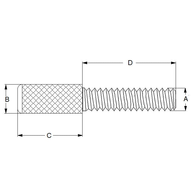 1045132 | THS028C-025-K-3-P --- Thumb Screws - 4-40 UNC (2.85mm) x 25.4 mm x 34.93 mm